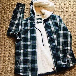LL Bean lined flannel zip-up hooded jacket. NWOT